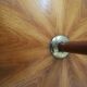 Wood and brass floor lamp