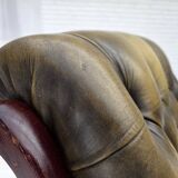 1950s, Chesterfield rocking chair, furniture leather, teak wood.