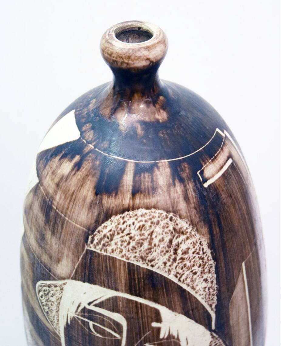 Large Ceramic Vase From Faenza With Engraved Decoration, 1970s