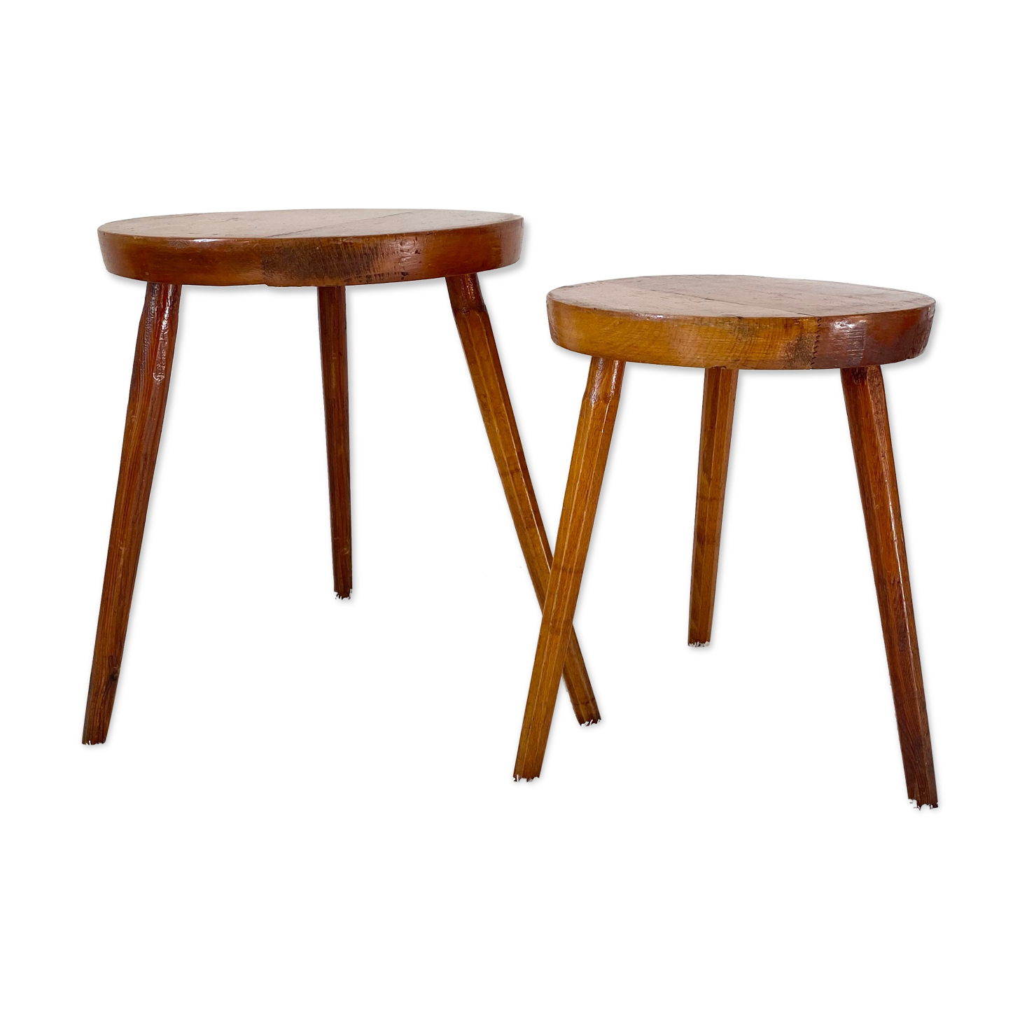 Duo of brutalist stools