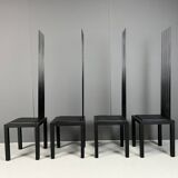 Chaises de salle à manger vintage à haut dossier, 1980