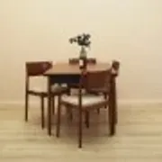 Danish extendable dining table, teak veneer, solid wood legs, leaf storage, 1970s