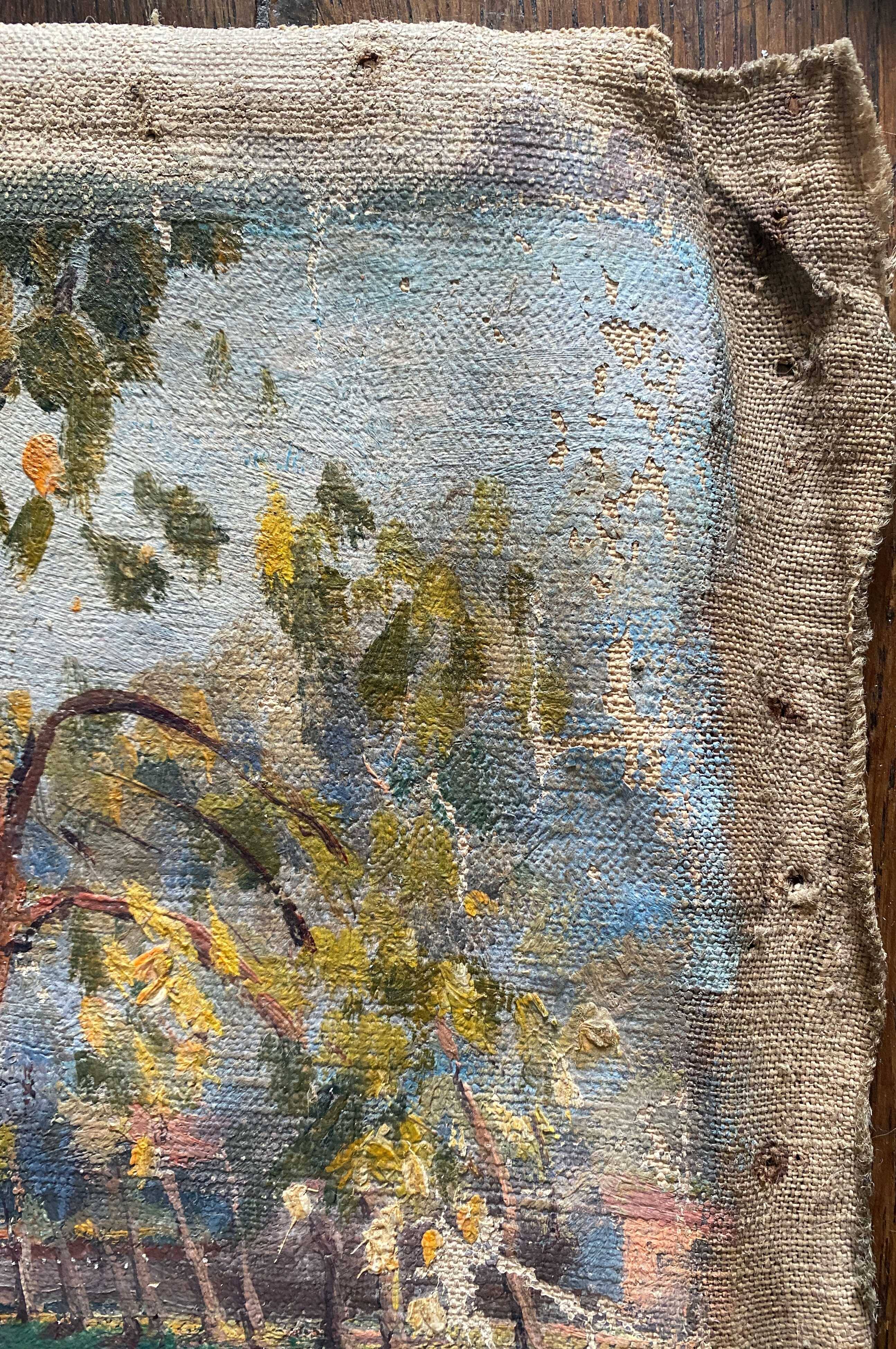 Hst painting "countryside landscape at the river" by pierre bonnerot (1891-1981)