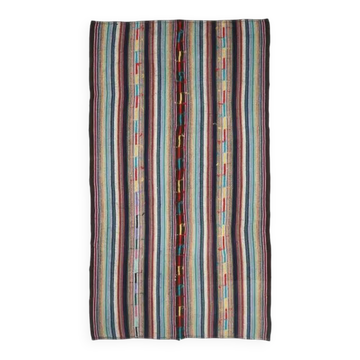 Tapis kilim vintage turc Oushak fait main en laine et coton