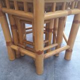 Ensemble de 3 tables gigognes vintage en bambou 70's