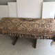 Vintage handmade beige and brown bedspread with fringes