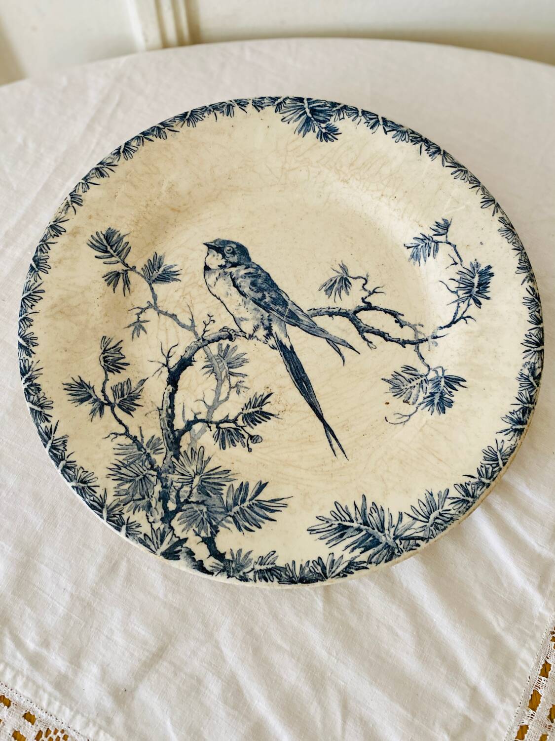 Antique opaque porcelain plates from Gien, Provençal model