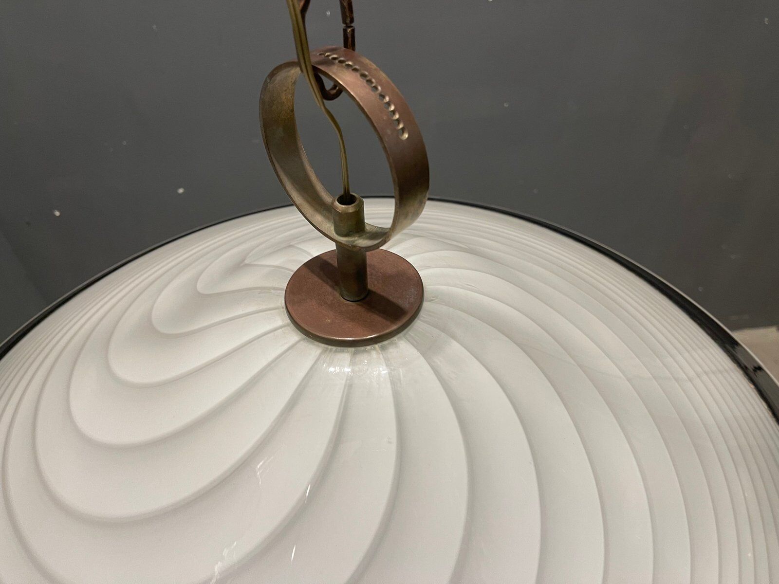 Italian Black and White Light Pendant in Murano Glass