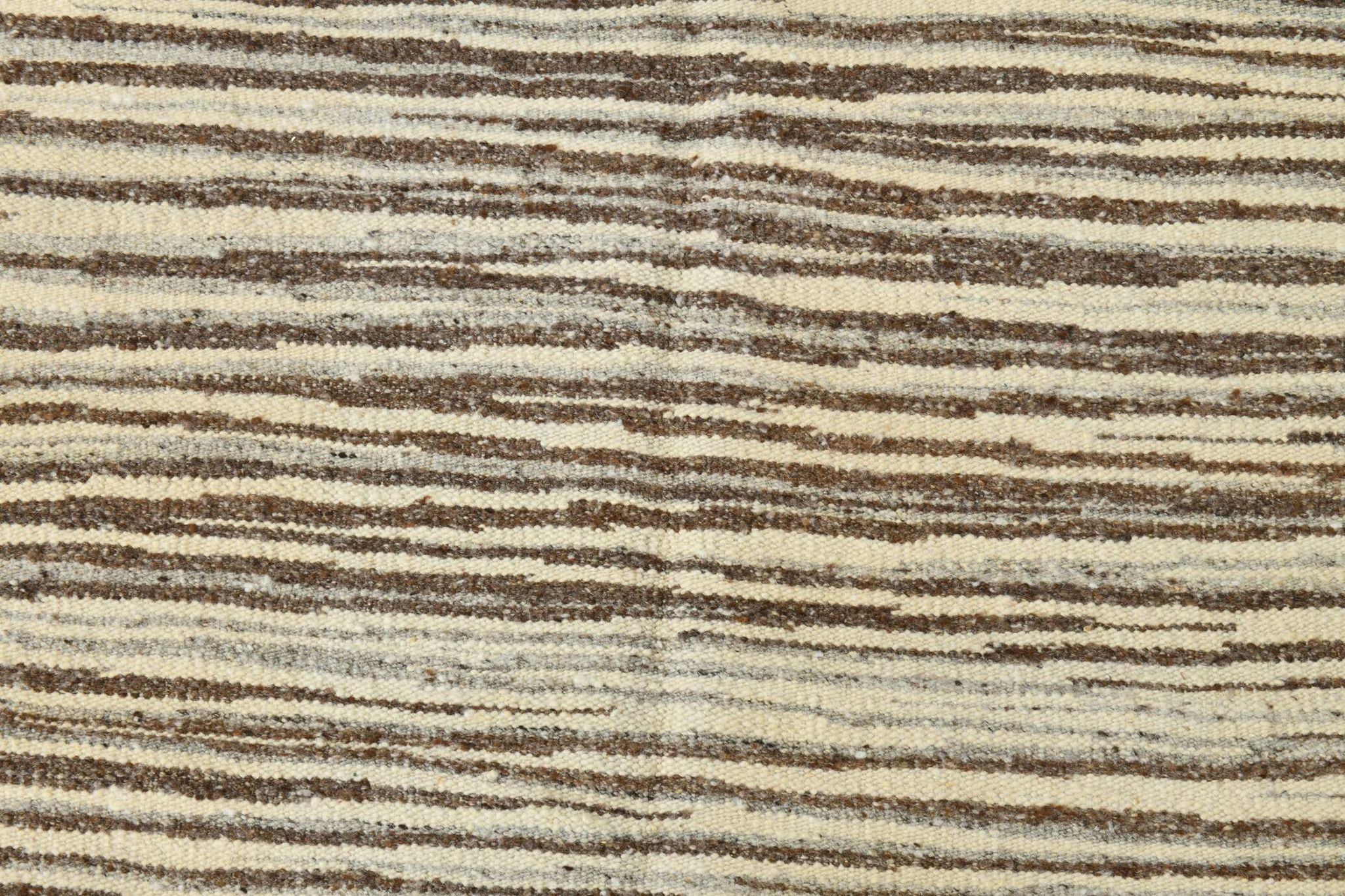 Beige Brown Ethnic Vintage Kilim Rug, 242x311Cm