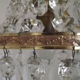 French Empire Style Bronze Single Montgolfier Crystal Basket Chandelier