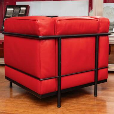 LE CORBUSIER AND PIERRE JEANNERET: "LC2" armchair in red leather