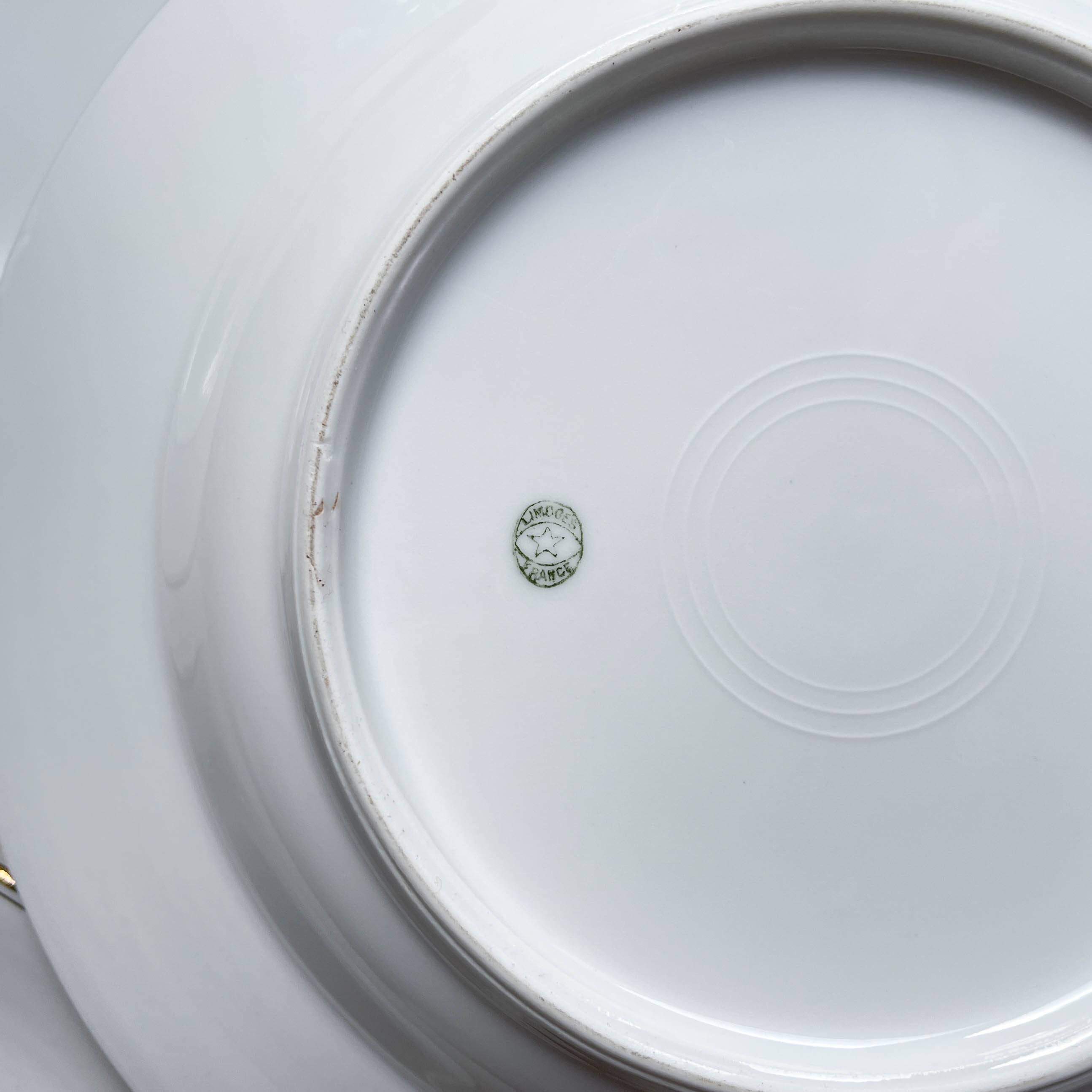 5 deep plates in white and gold Limoges porcelain