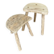 Set of 2 stools brutalist tripod oak/beech