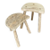 Set of 2 stools brutalist tripod oak/beech