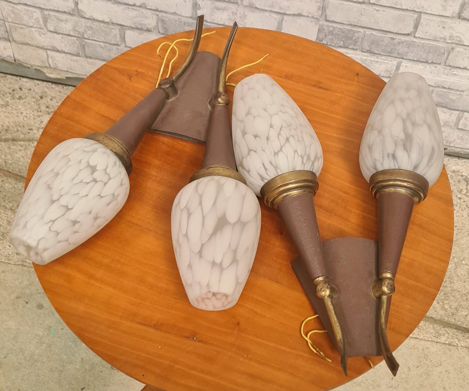 pair of wall lights 1950 to 60 with clichy tulip 27x18