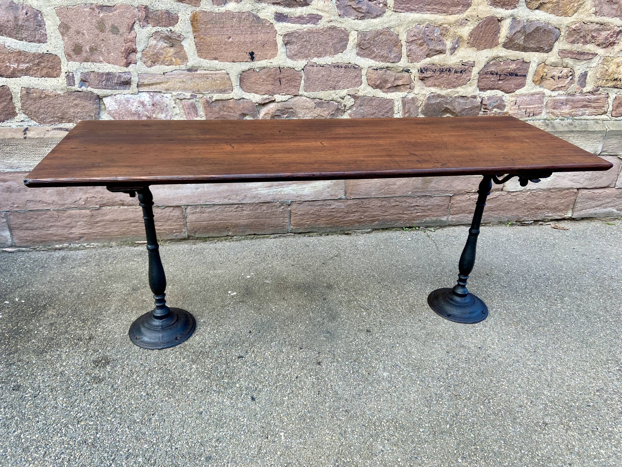 Café table bistro vintage brasserie 1890-1910 cast iron & fir