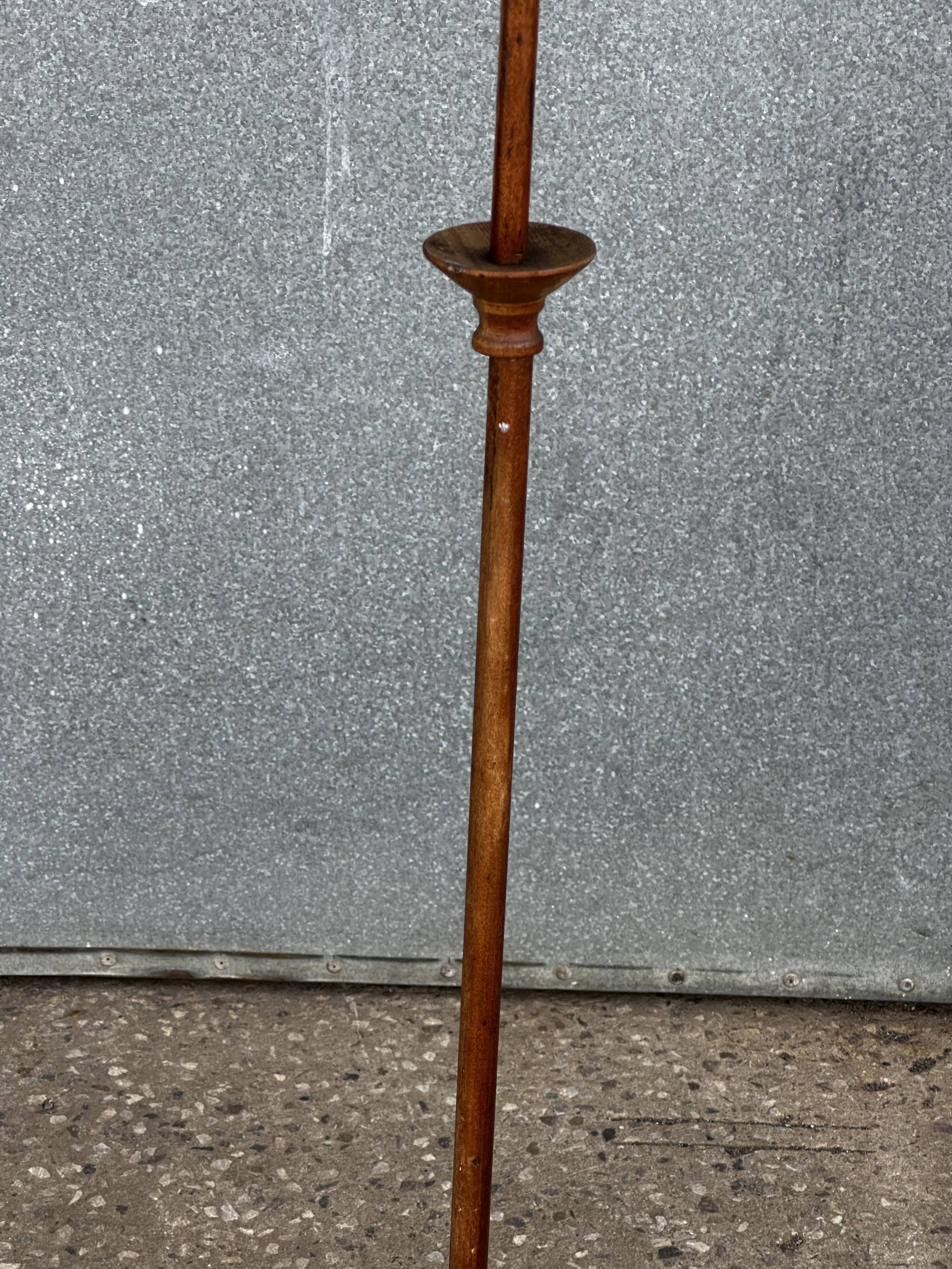 Turned wooden floor lamp from the 1950s.