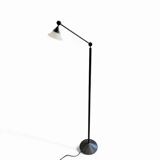 Adjustable / Conical Glass and Black Metal Floor Lamp by Tronconi, 1970s