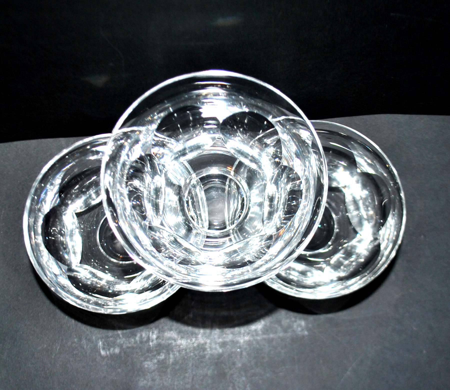 Set of 3 old champagne glasses in cut crystal with flat ribs Saint Louis? Béarn Talleyrand