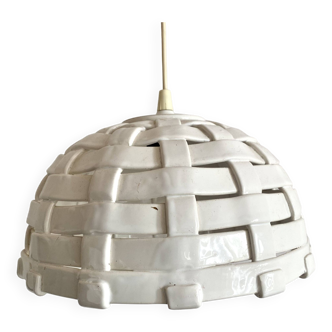 Hanging lampshade in barbotine ceramic - Italy