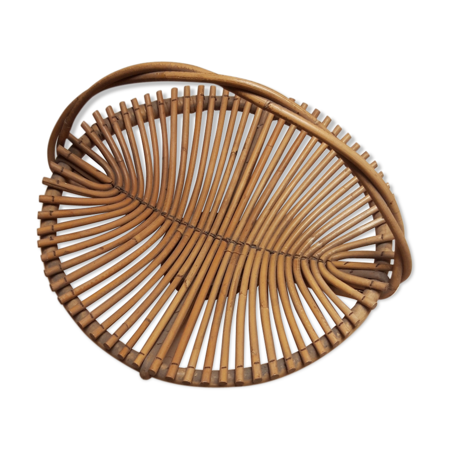 Corbeille panier à fruit vintage 1950/1960 osier rotin