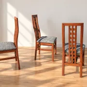 Set of 8 Vintage Teak Chairs in Mackintosh Style - Black and White Zebra Fabric