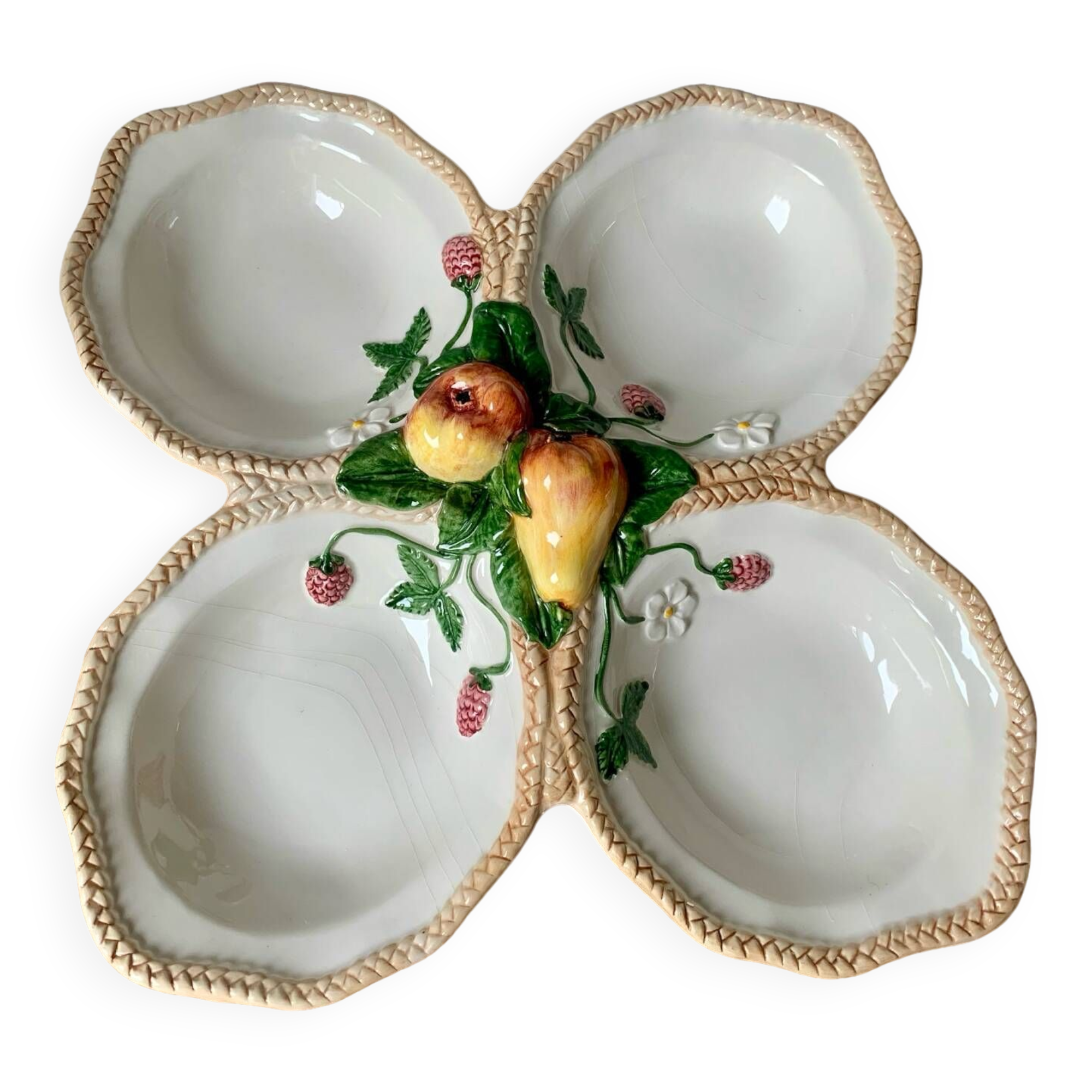 Large vintage barbotine aperitif serving dish