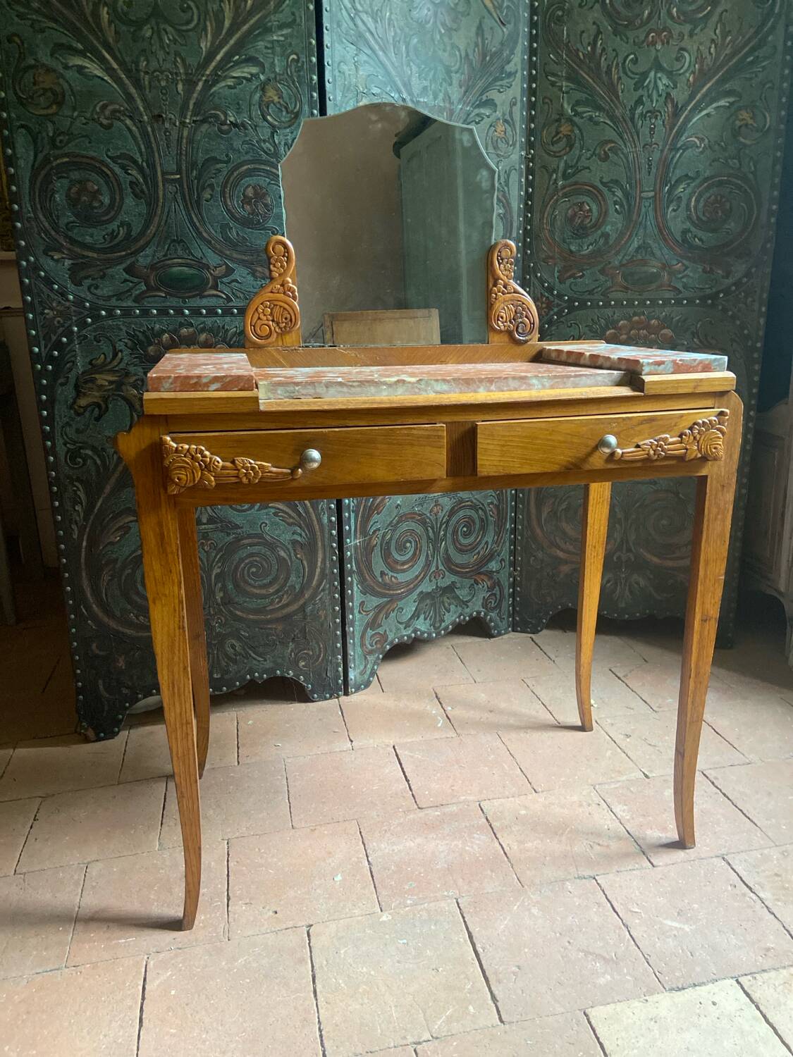 Art Deco dressing table in solid oak
