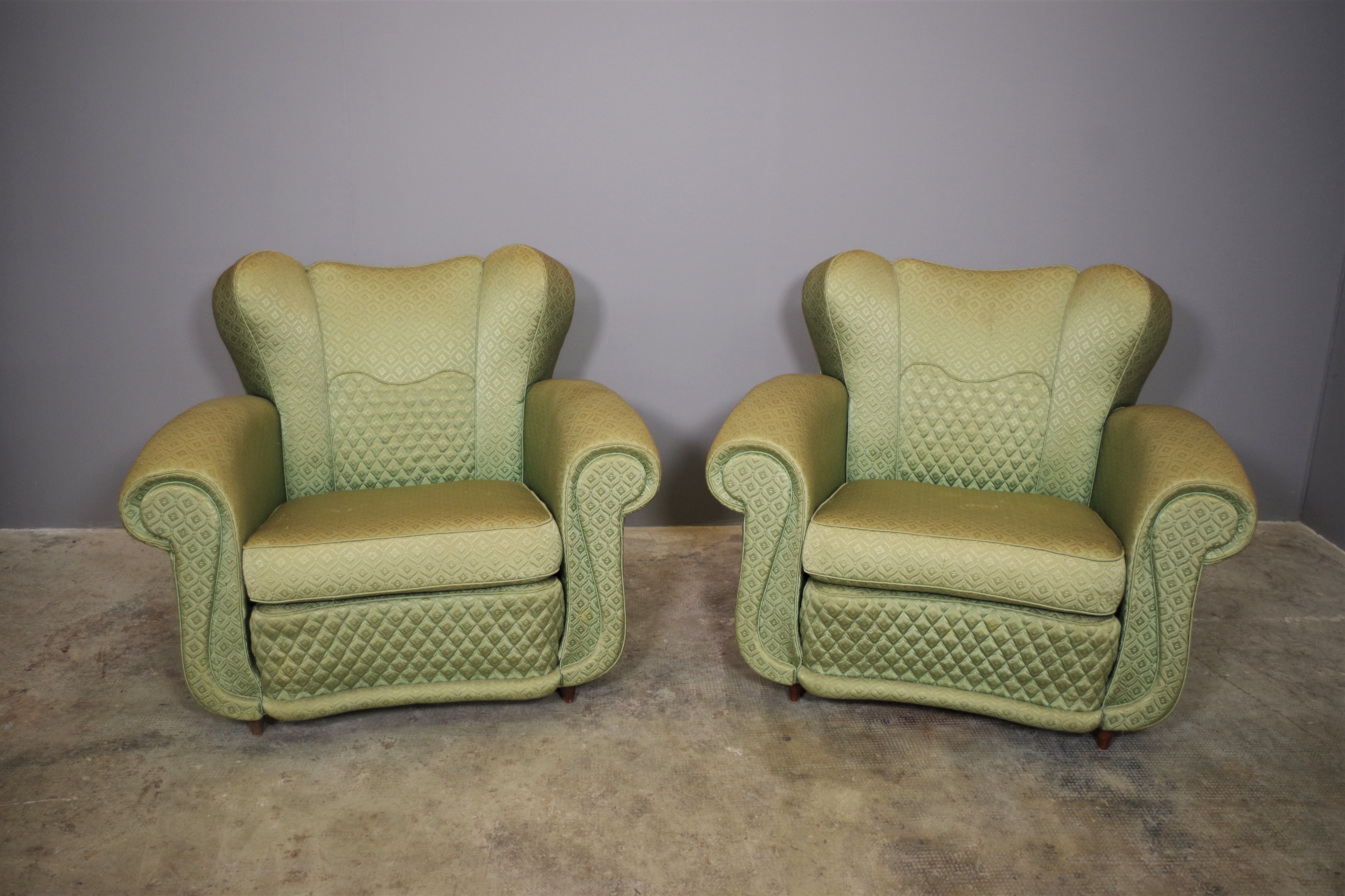 Fan-shaped armchairs set of 2
