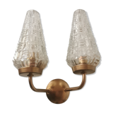 Vintage glass and brass applique