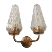 Vintage glass and brass applique