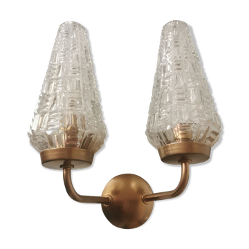 Vintage glass and brass applique
