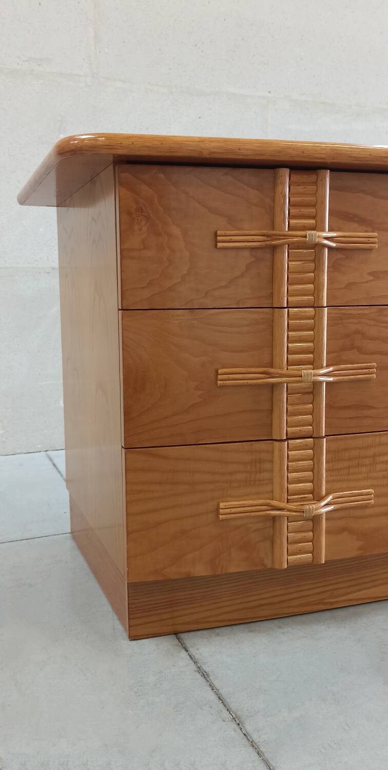 Vintage chest of drawers with bamboo and rattan details