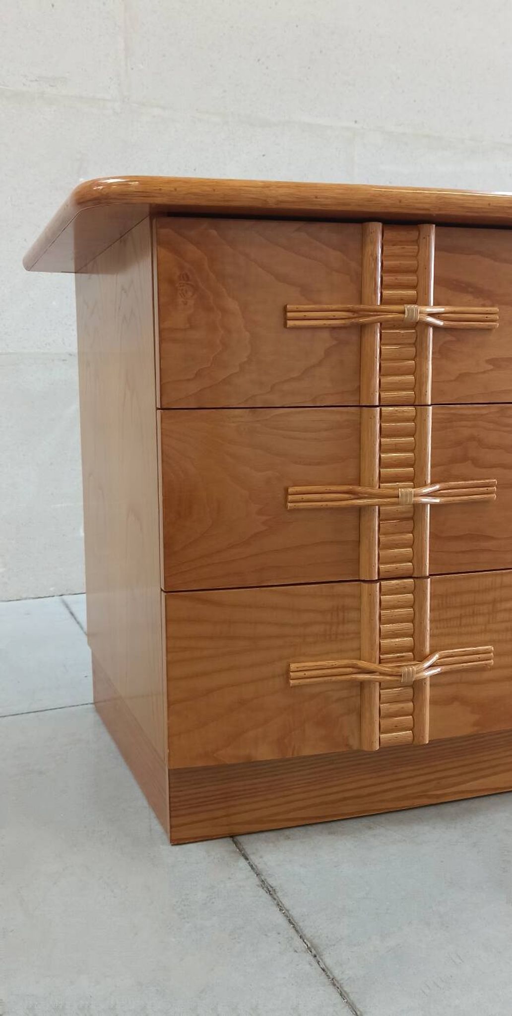Vintage chest of drawers with bamboo and rattan details