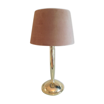 Golden metal lamp and lampshade fishing skin / vintage 70s-80s