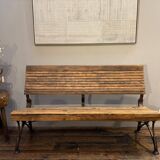 Industrial style metal and wood bench
