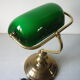 Notary desk lamp gooseneck brass lampshade opaline green white retro deco