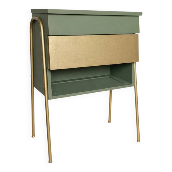Table d’appoint, travailleuse plateau ouvrant et tiroir, années 70