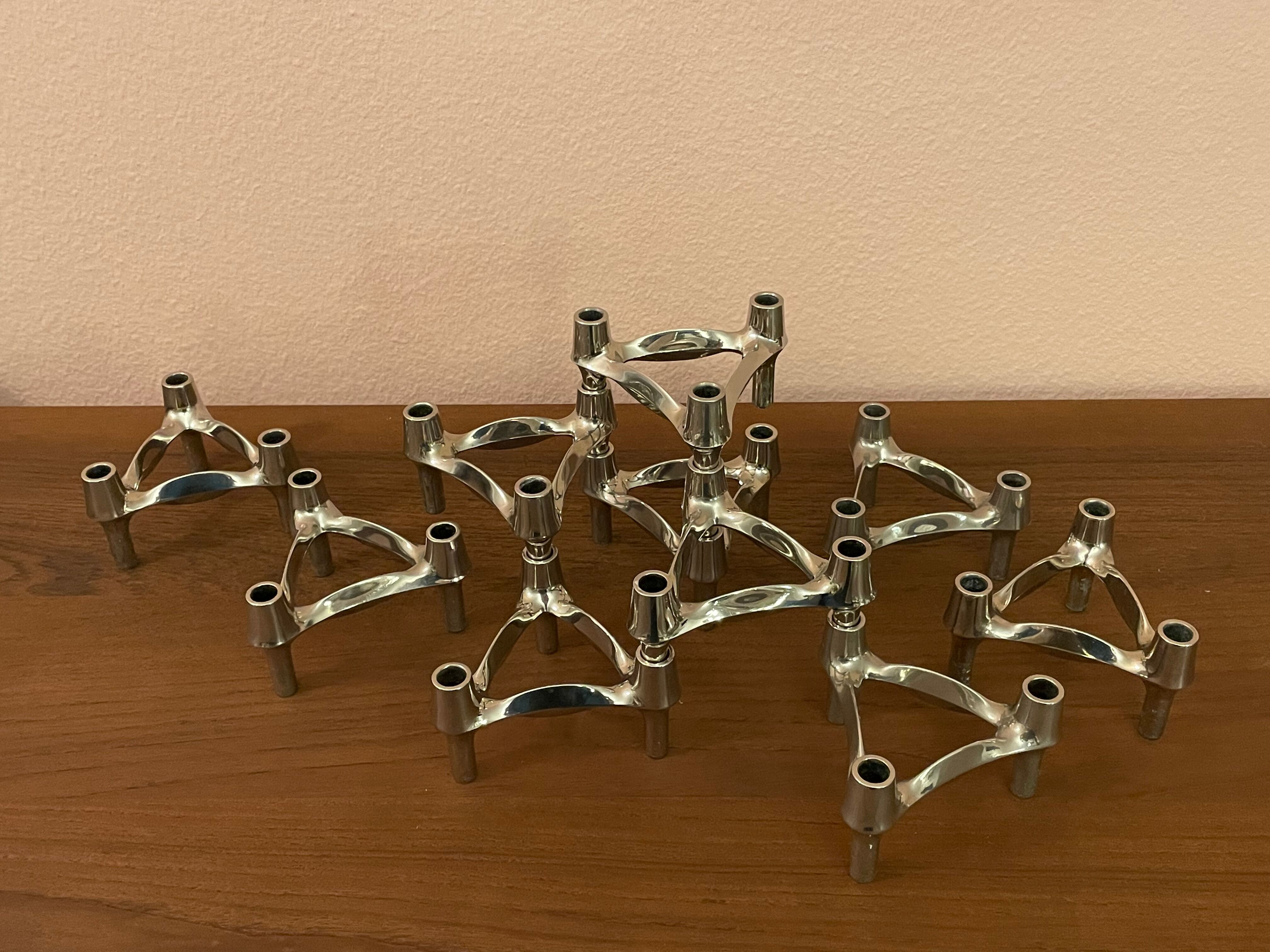 Set of 10 candle holders by Ceasar Stoffi and Fritz Nagel for Quist