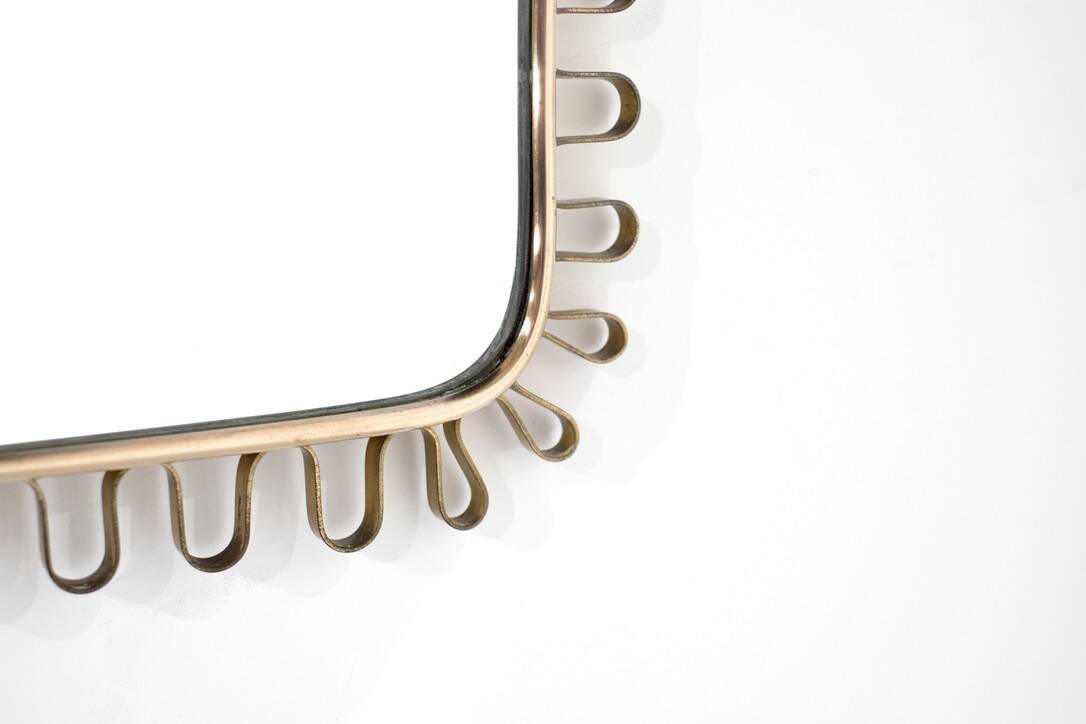 Brass wall mirror, Italy, 1950s