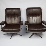 A pair of leather armchairs, 1970s