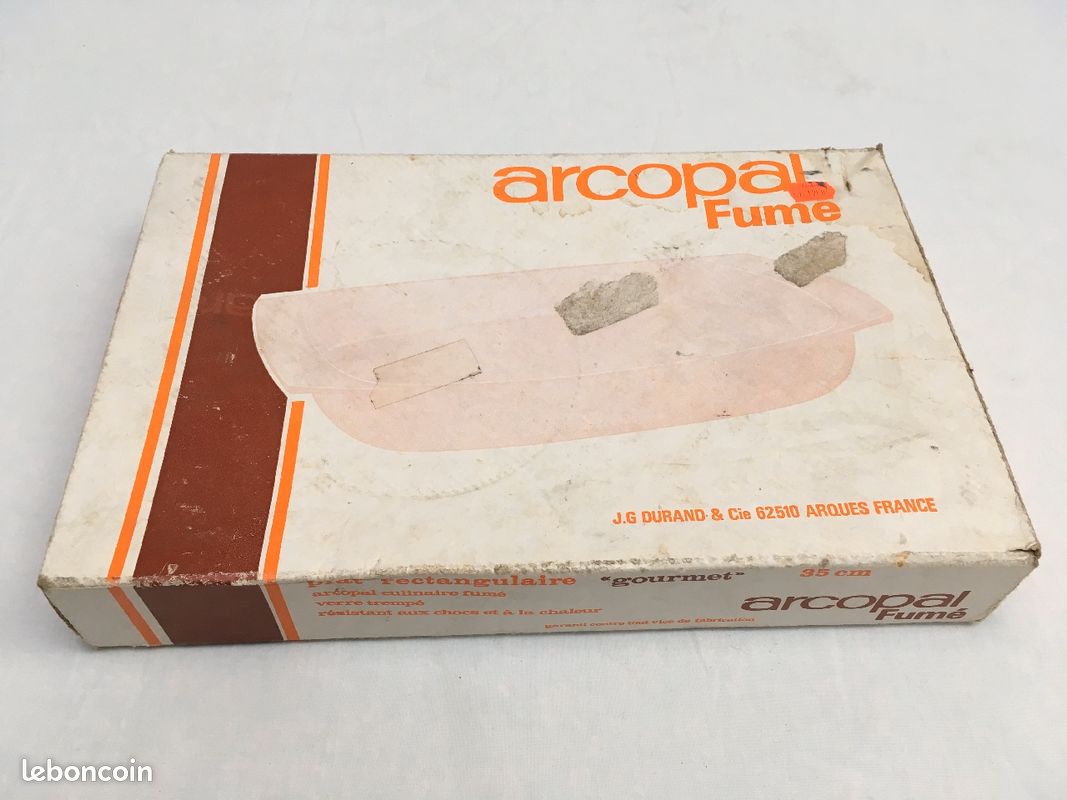 Dish vintage rectangular 35 cm arcopal smoked "gourmet" for oven