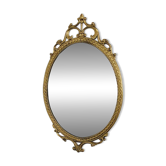 Miroir ovale ancien type médaillon sur cadre laiton