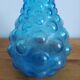Bouteille vase bleu vintage verre moulé