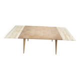 Scandinavian extendable dining table renovated in raw wood