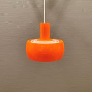 Hanging lamp, designed by Bent Karlby for Schrøder Kemi Denmark 1970s. Made of orange ABS plastic