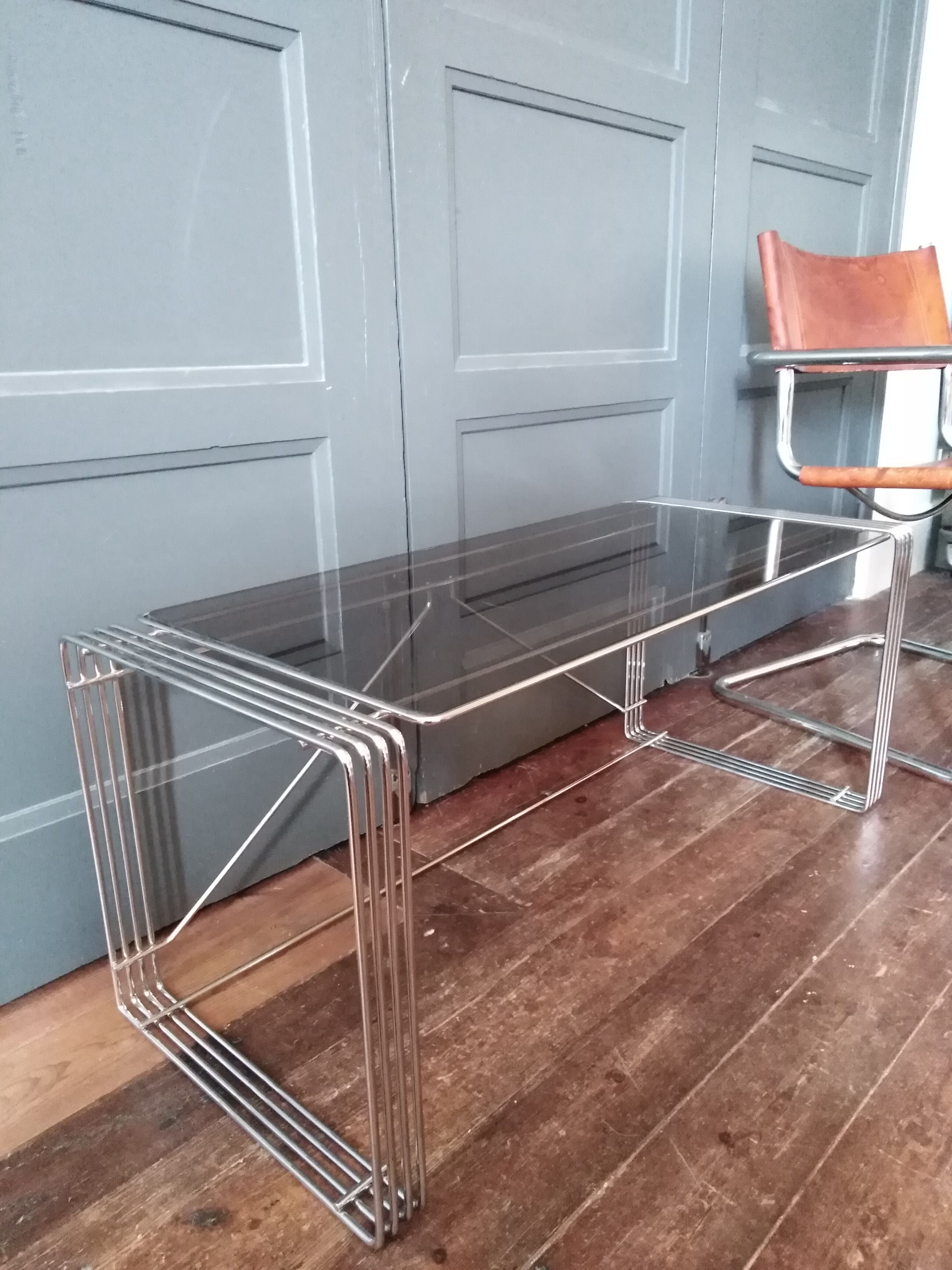 Glass and chrome coffee table 1970