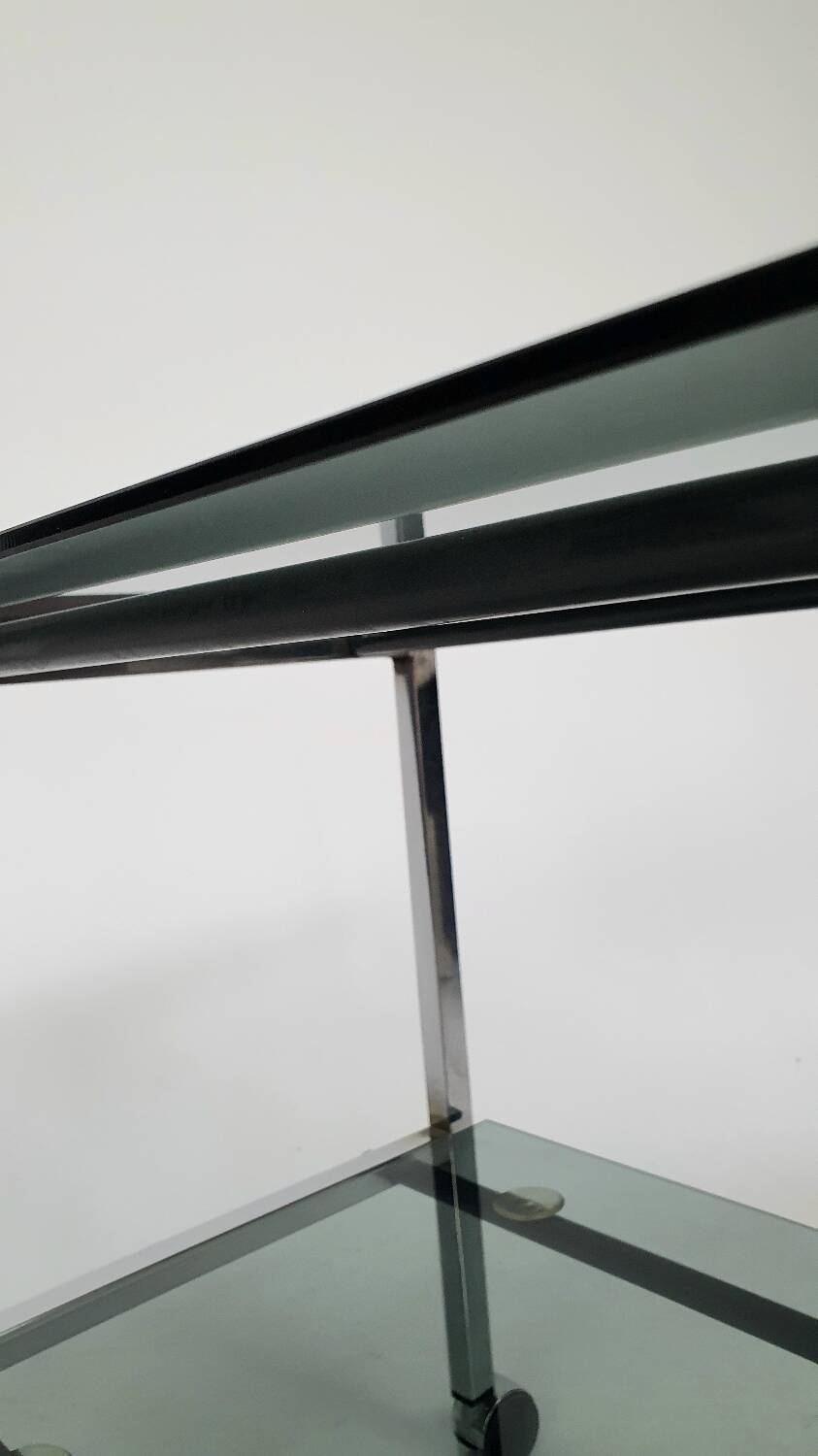 Vintage chrome and smoked glass console