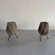 Pair of table lamps with plastic shades and tripod base, 1960s, Italy