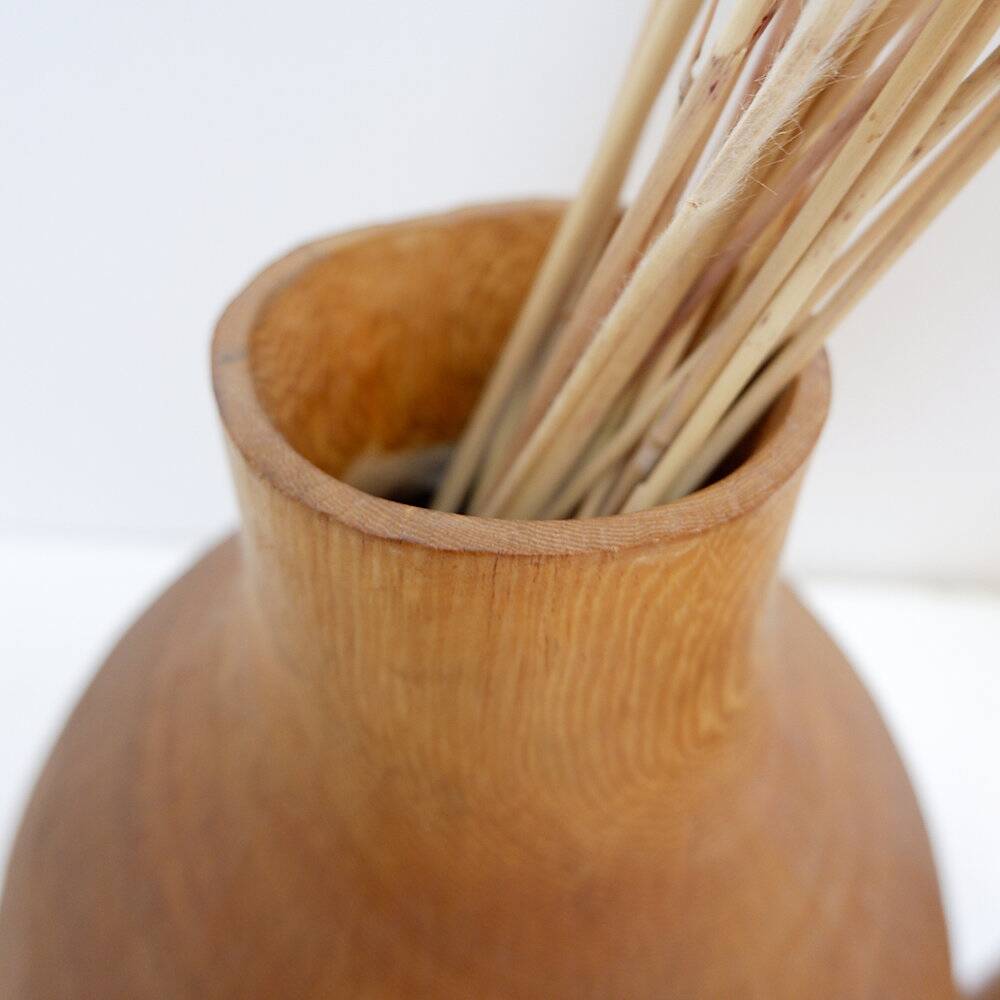 Paire de vases décoratifs vintage en bois de paulownia